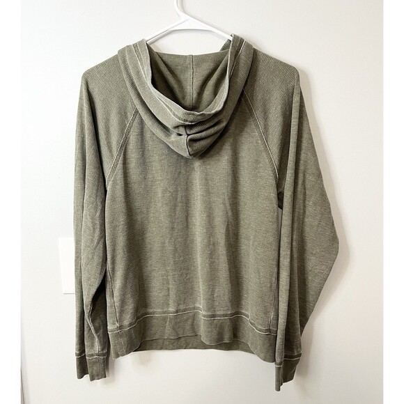 Lucky Brand Men’s Hooded Waffle Knit Long Sleeve T-Shirt Green Size S - Picture 3 of 3